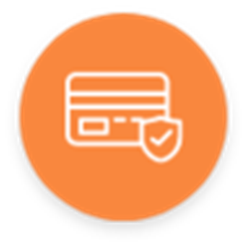 Logo naranja con tarjeta de crédito