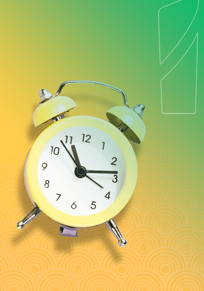 Reloj despertador amarillo en fondo amarillo