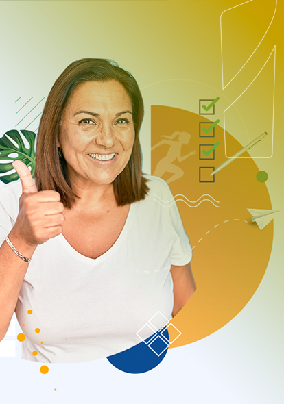 Maratón de soluciones de cartera octubre, mujer sonriendo Maratón de soluciones de cartera octubre, mujer sonriendo