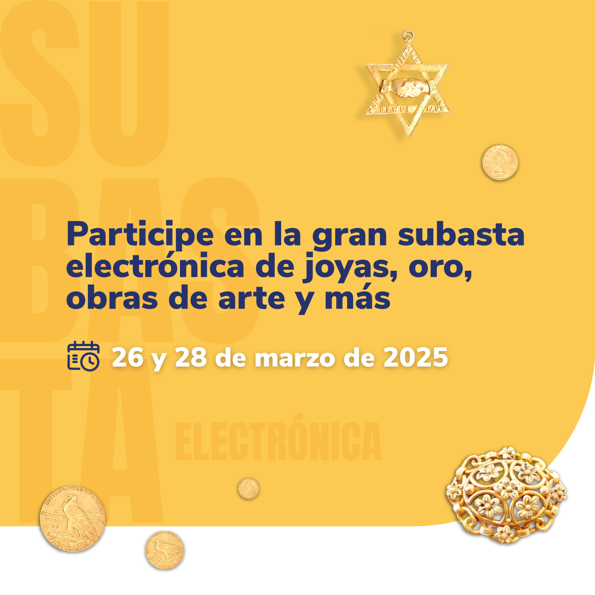 Pieza informando, CISA subasta joyas, oro, obras de arte y más. Minuatura