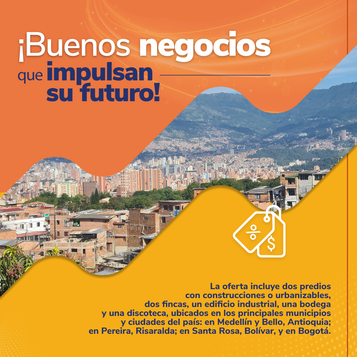 Imagen con edificios y texto- CISA vende 7 activos de la SAE  Miniatura